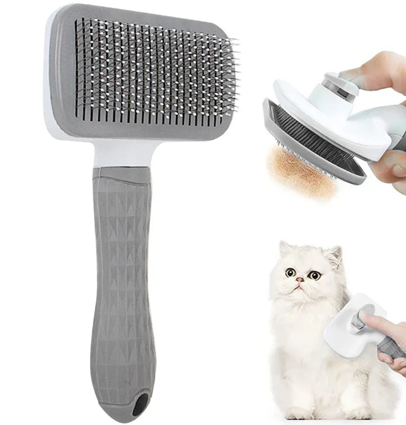 Self-Cleaning Pet Grooming Brush – Easy Hair Removal for Cats & Dogs