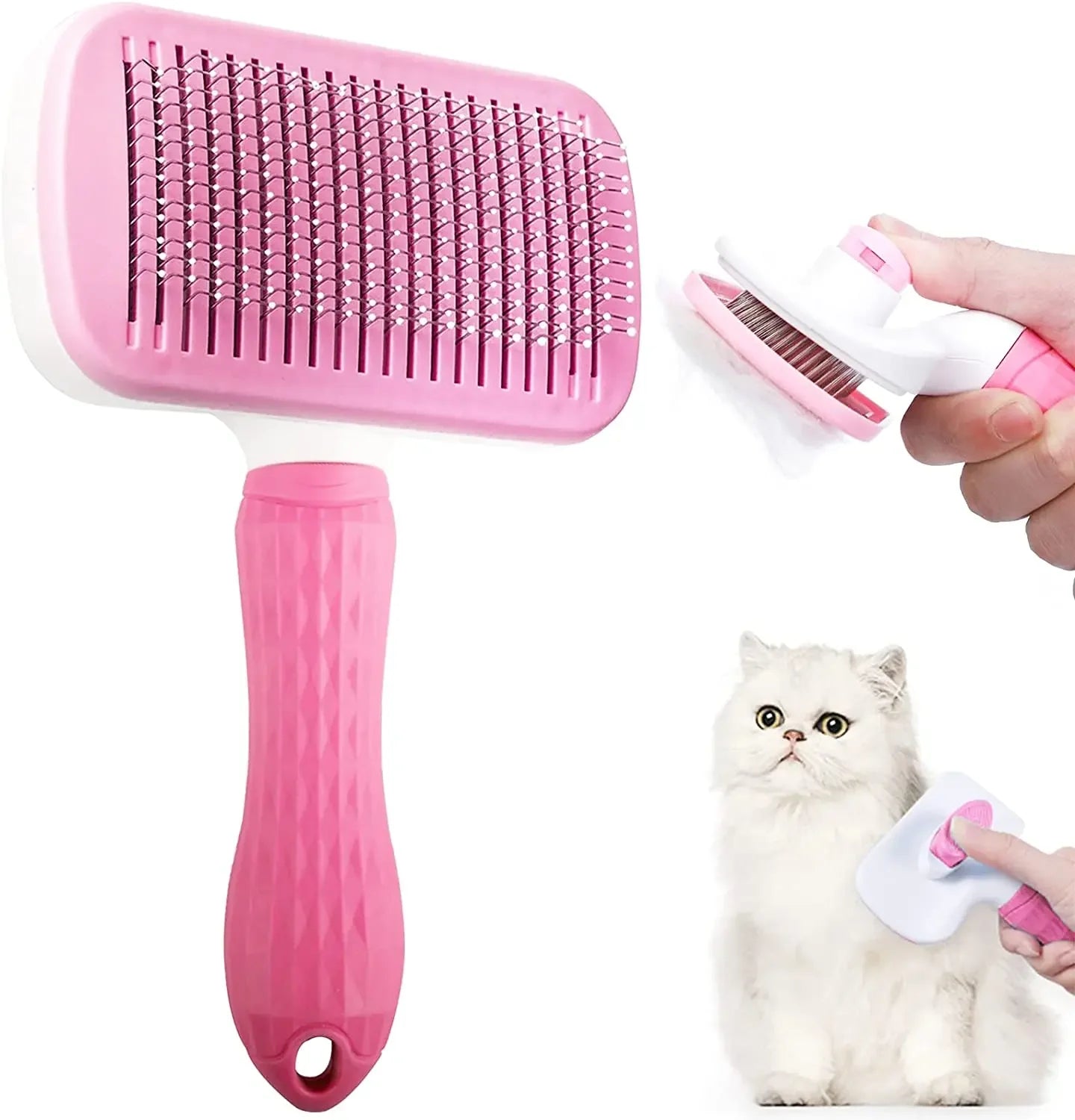 Self-Cleaning Pet Grooming Brush – Easy Hair Removal for Cats & Dogs