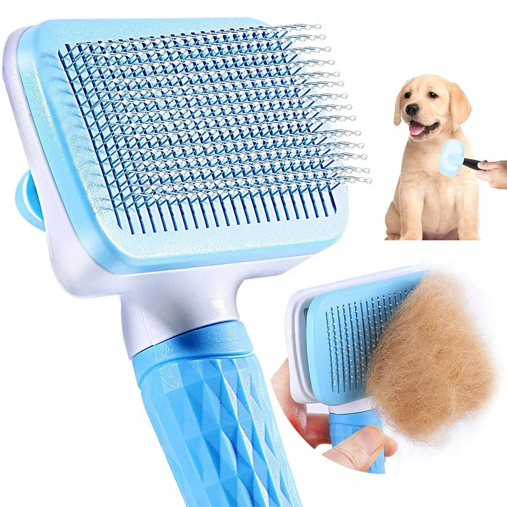 Self-Cleaning Pet Grooming Brush – Easy Hair Removal for Cats & Dogs
