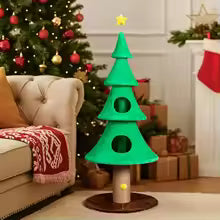 Large Christmas Tree Cat Tower | Multi-Level Cat Condo with Scratching Posts & Holiday Decor