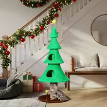 Large Christmas Tree Cat Tower | Multi-Level Cat Condo with Scratching Posts & Holiday Decor