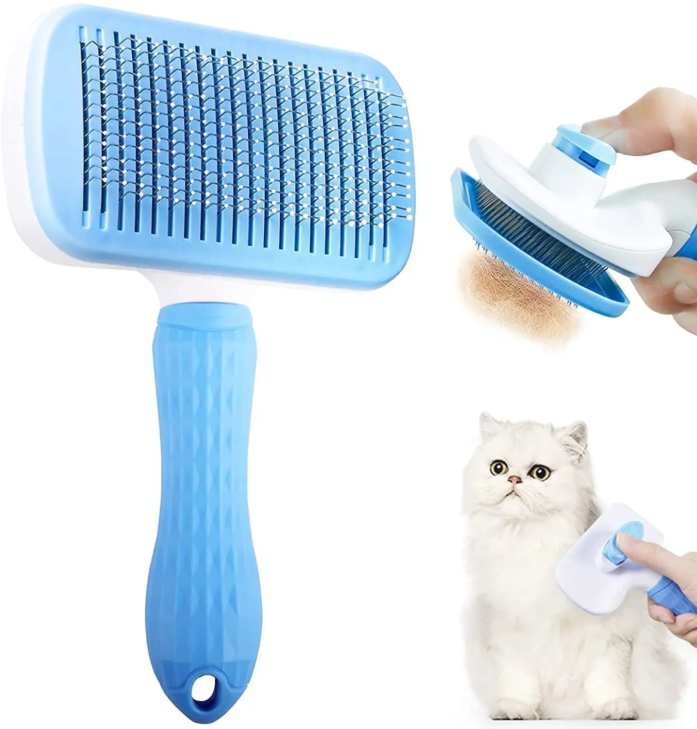 Self-Cleaning Pet Grooming Brush – Easy Hair Removal for Cats & Dogs